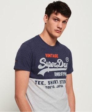 Superdry Ing Shop Tri Panel Férfi Pólók Kék | KYPFE2610